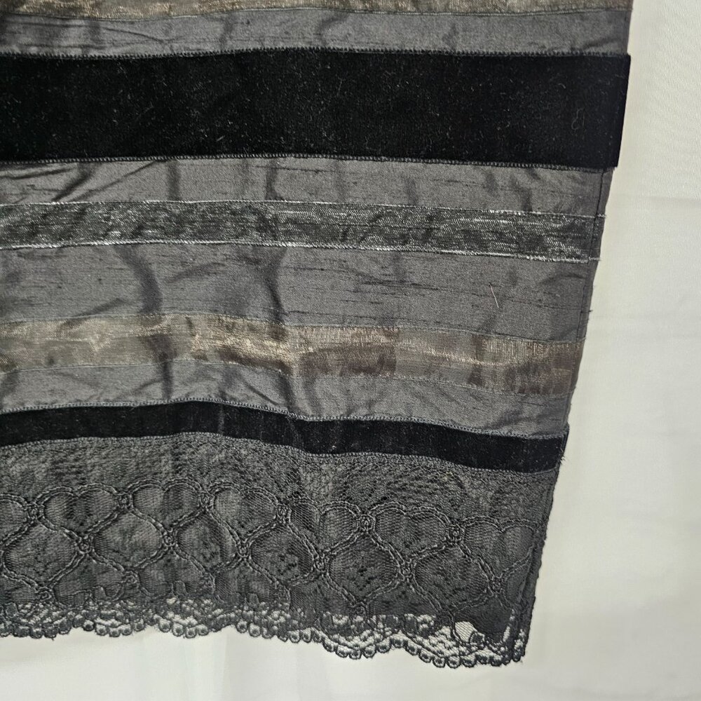 Vintage Alfani Skirt Black Goth Whimsigoth Lace Velvet Satin A-line Silk 14W - Picture 2 of 9